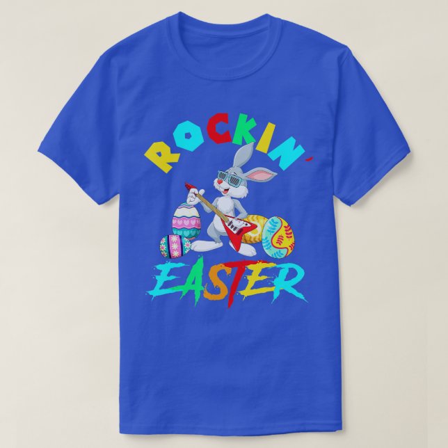 Rockin Påskhare Sunglass som spelar gitarr med T Shirt (Design framsida)