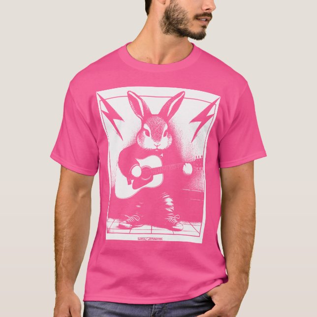 Rockin Rabbit Spela Acoustic Guitar T Shirt (Framsida)