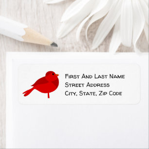 Rockin’ Robin, Cute Red Cardinal Nature Tecknad Returadress Etikett