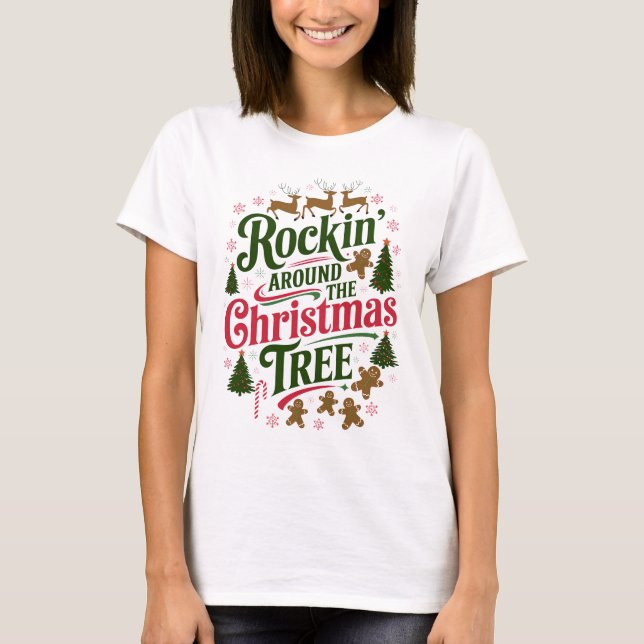 Rockin runt Julgran T Shirt (Framsida)