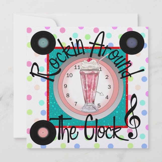 Rockin' runt Klock Party - SRF Inbjudningar (Framsida)