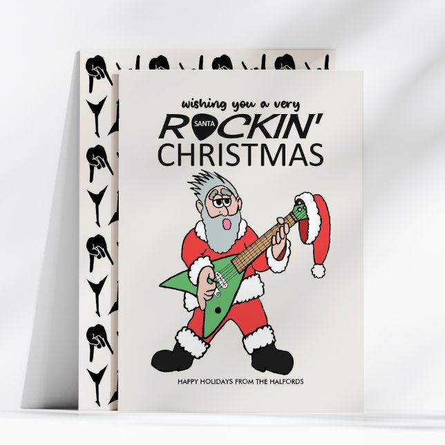 Rockin Santa Guitar Heavy Metall jul Julkort (Skapare uppladdad)
