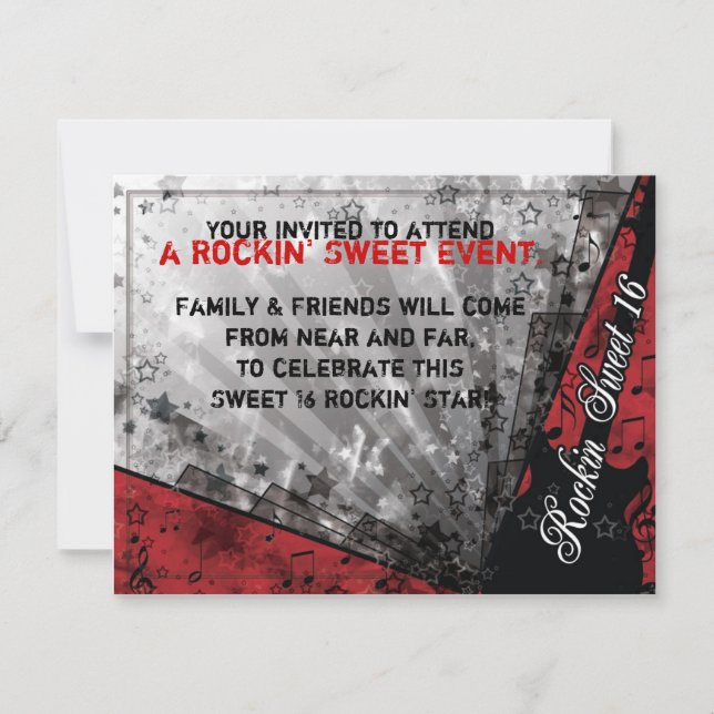 Rockin sweet sixteenfödelsedag inbjudningar (Framsida)