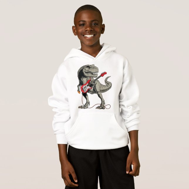 Rockin' T-Rex: Dinosaur som spelar elgitarr T Shirt (Hel framsida)