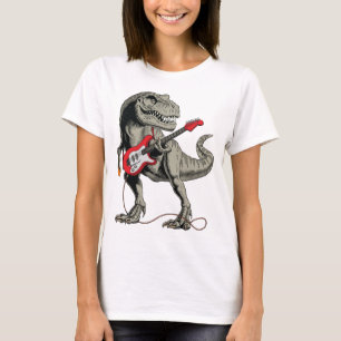 Rockin' T-Rex: Dinosaur Spela Electric Guitar T Shirt