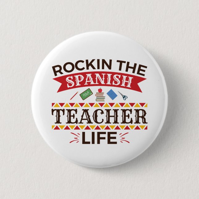 Rockin the Spain Teacher Life Knapp (Framsida)