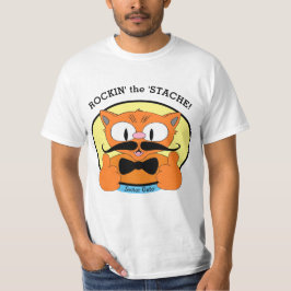 Rockin' the 'Stache! Señor Gato™ Tecknad Katt T Shirt