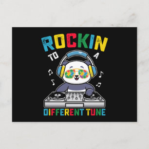 Rockin till en annan tonpanda-autism-medvetenhet vykort