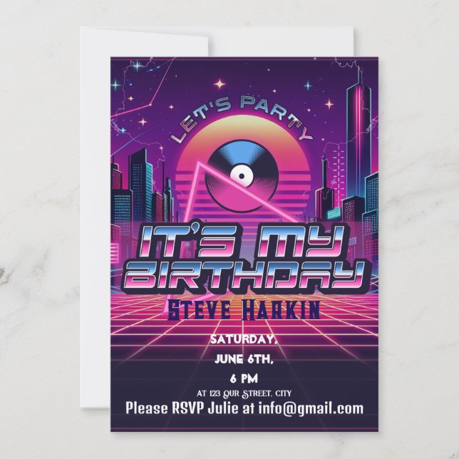 Rockin Vaporwave Party Inbjudningar (Framsida)