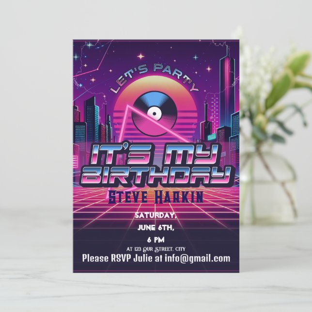 Rockin Vaporwave Party Inbjudningar (Stående Fram)