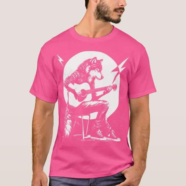 Rockin Varg Spela upp akustiskt gitarr T Shirt (Framsida)
