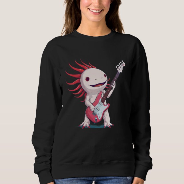 Rocking Axolotl Costume with Electriar Guitar T Shirt (Framsida)