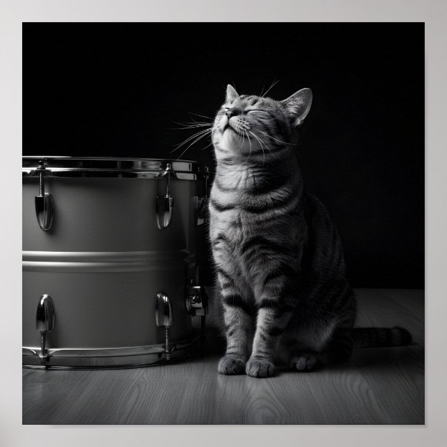 Rocking cat Poster _Cool black cat Rock Music (Framsidan)