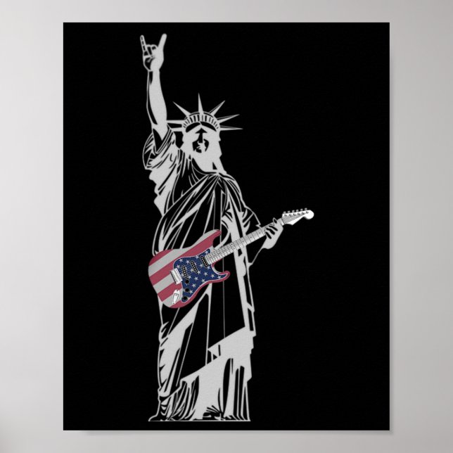 Rocking Frihetsgudinnan 4:e juli Guitar Poster (Framsidan)