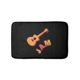 Rocking Guitar, Music Sylt Stil, Orange & Red Art Badrumsmatta
