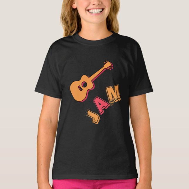 Rocking Guitar, Music Sylt Stil, Orange & Red Art T Shirt (Framsida)