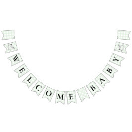 Rocking Hors Grönt Gingham Baby Shower Bunting Vimplar