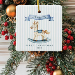 Rocking Horse Baby:s första jul Julgransprydnad Keramik