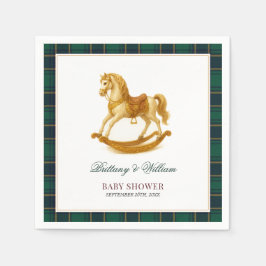 Rocking Horse Baby Shower Elegant Tartan Play Pappersservett