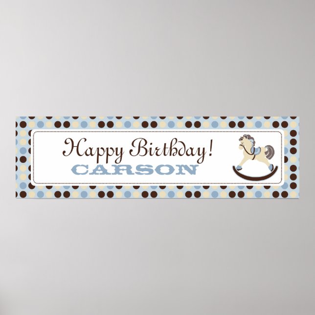Rocking Horse Birthday Banner Boy Poster (Framsidan)