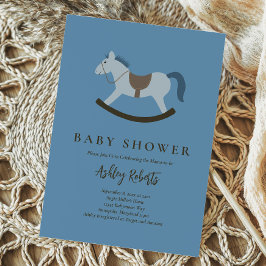 Rocking Horse Blue Baby Shower Inbjudningar