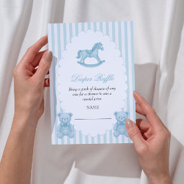 Rocking Horse Blue Baby Shower Raffle Tilläggskort