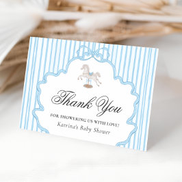Rocking Horse Blue Baby Shower Thank You Card Tack Kort