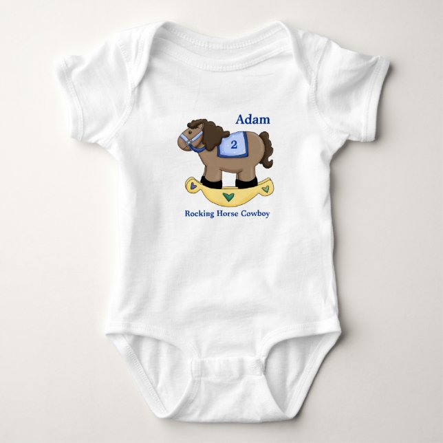 Rocking Horse Blue Infant Creeper T Shirt (Framsida)