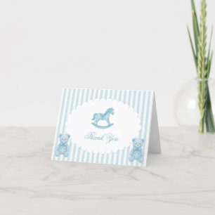 Rocking Horse Blue Preppy Baby Shower Tack Kort