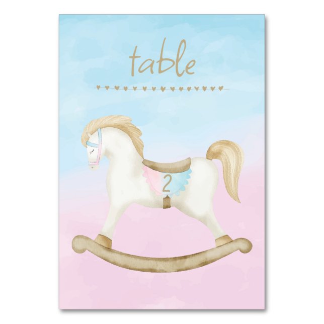 Rocking Horse Blue Rosa Gender Baby Bordsnummer (Framsidan)