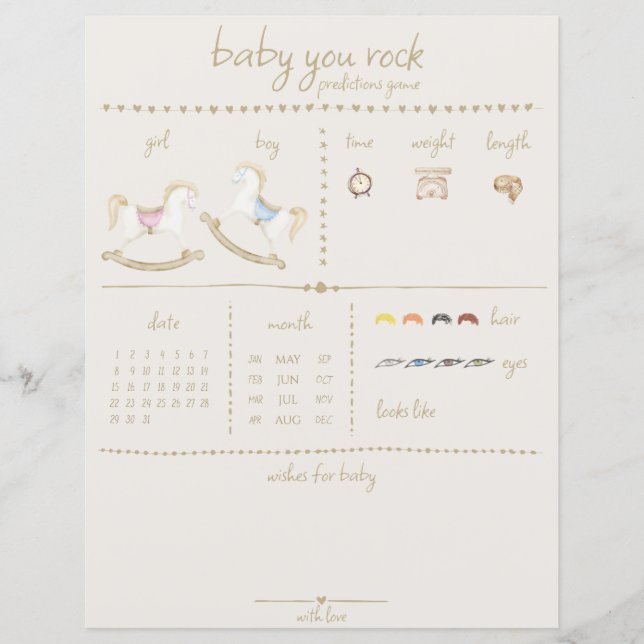 Rocking Horse Blue Rosa Gender Neutral Baby Shower (Framsida)