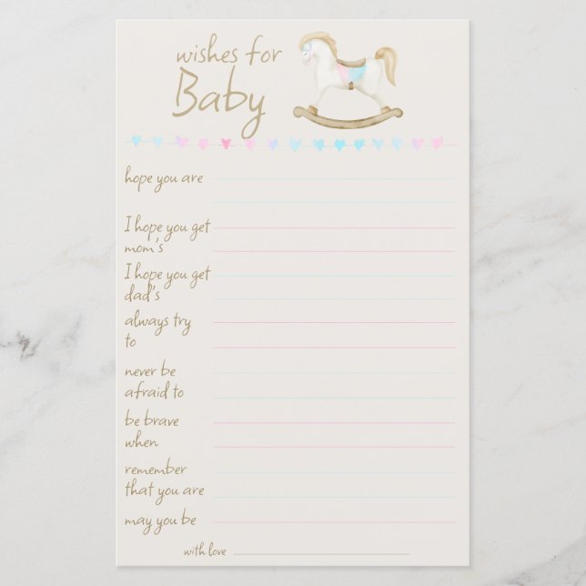 Rocking Horse Blue Rosa Gender Neutral Baby Shower (Framsida)