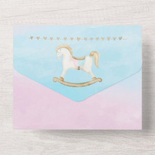 Rocking Horse Blue Rosa Gender Neutral Baby Shower