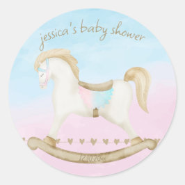 Rocking Horse Blue Rosa Gender Neutral Baby Shower Runt Klistermärke
