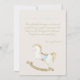 Rocking Horse Blue Rosa Gender Neutral Baby Shower Tack Kort