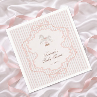 Rocking Horse Blush Pink Girl Baby Shower Pappersservett