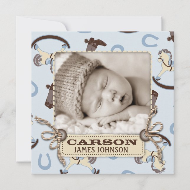 Rocking Horse Boy Announcement Square Meddelande (Framsida)