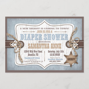 Rocking Horse Cowboy Baby Shower Blue Inbjudningar