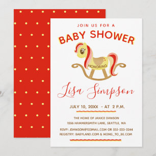 Rocking Horse, Cute Baby Shower Inbjudningar
