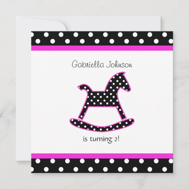 Rocking Horse Födelsedagsfest inbjudan (Framsida)