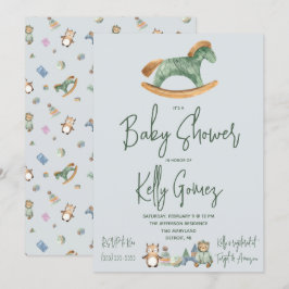Rocking Horse Gender Neutral Boho Leksaker Baby Sh Inbjudningar