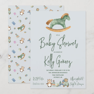 Rocking Horse Gender Neutral Boho Leksaker Baby Sh Inbjudningar