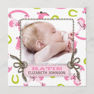 Rocking Horse Girl Announcement Square Meddelande