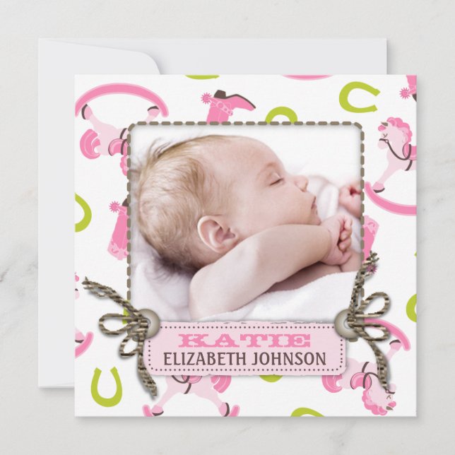 Rocking Horse Girl Announcement Square Meddelande (Framsida)