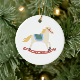 Rocking Horse Illustration Ceramic Ornament