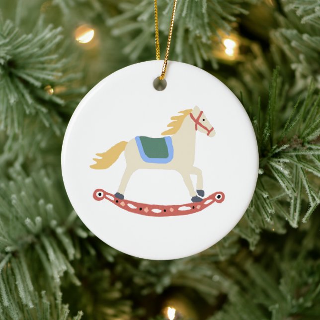 Rocking Horse Illustration Ceramic Ornament (Träd)