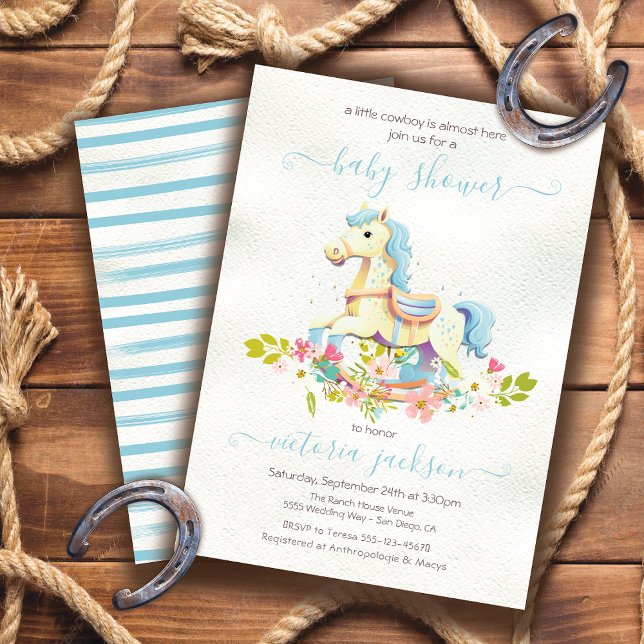Rocking Horse Little Cowboy Baby Shower Inbjudningar (Skapare uppladdad)