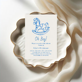 Rocking Horse Oh Boy Baby Shower | Elegant och lju Inbjudningar