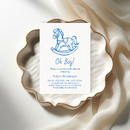 Rocking Horse Oh Boy Baby Shower | Elegant och lju Inbjudningar