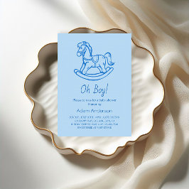Rocking Horse Oh Boy Baby Shower | Elegant och lju Inbjudningar